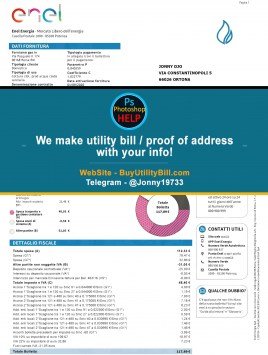 Italy Enel Electricity Fake Utility Bill Sample Fake utility bill